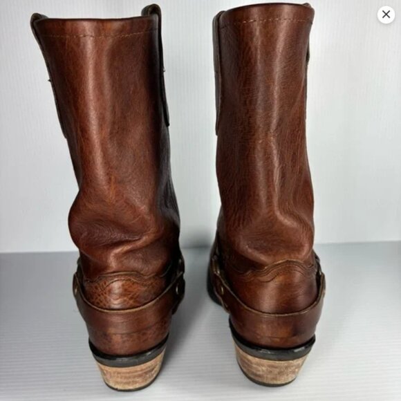 Vintage Leather Harness USA Made Square Toe Rugged Moto - Picture 3 of 12